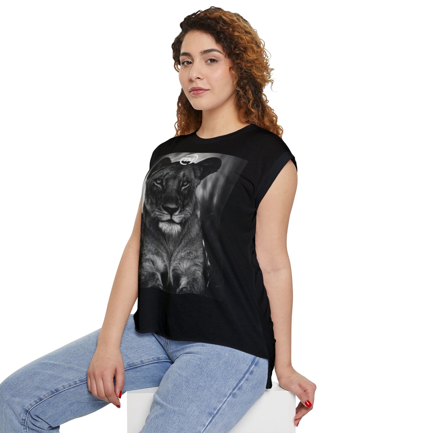 TM 'Queen of the Wild' Women’s Flowy Rolled Cuffs Muscle Tee