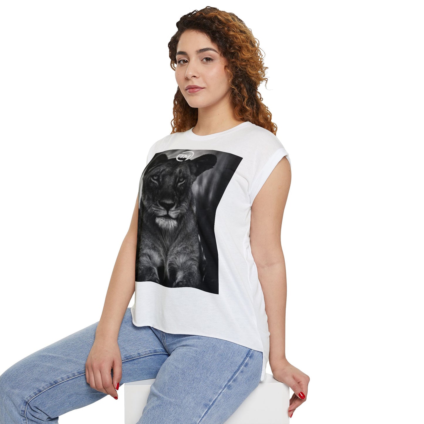 TM 'Queen of the Wild' Women’s Flowy Rolled Cuffs Muscle Tee