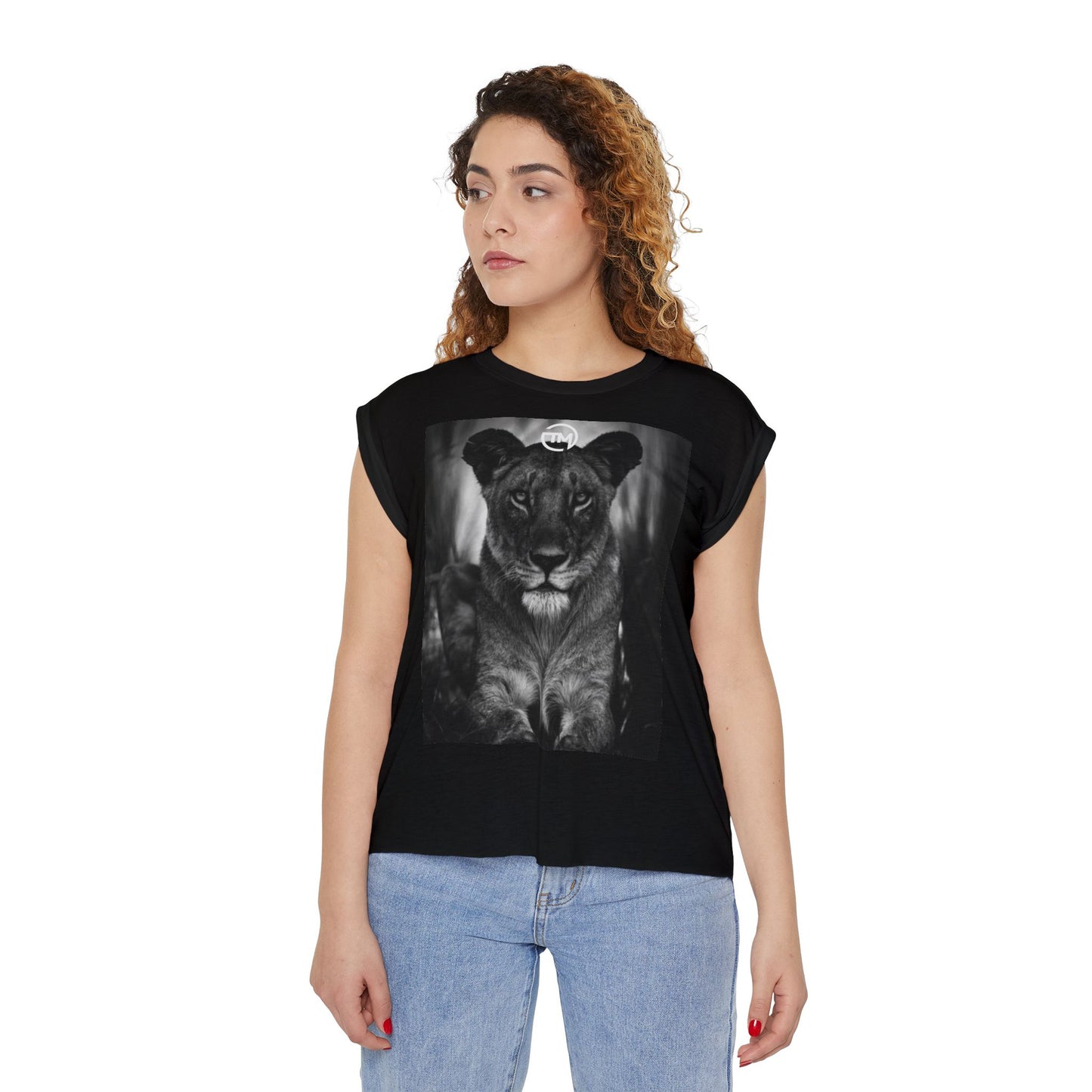 TM 'Queen of the Wild' Women’s Flowy Rolled Cuffs Muscle Tee