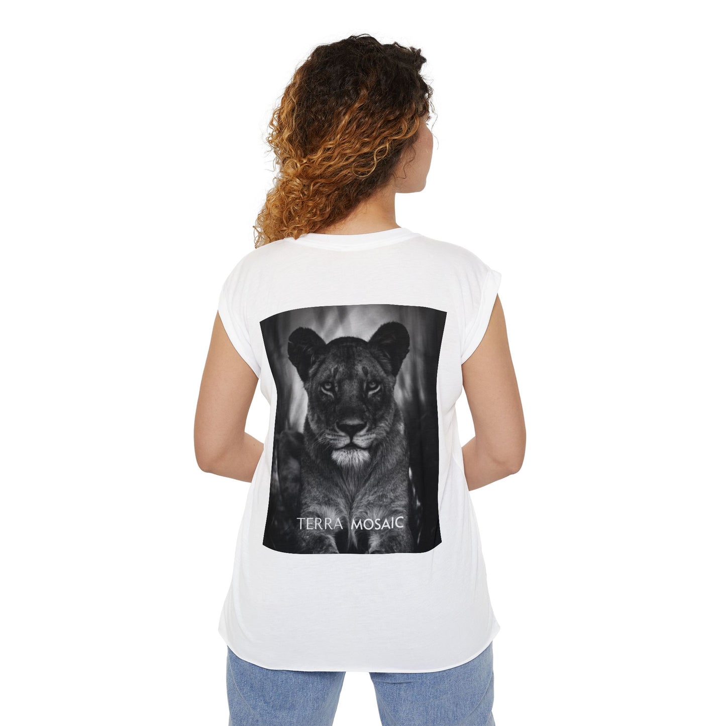 TM 'Queen of the Wild' Women’s Flowy Rolled Cuffs Muscle Tee