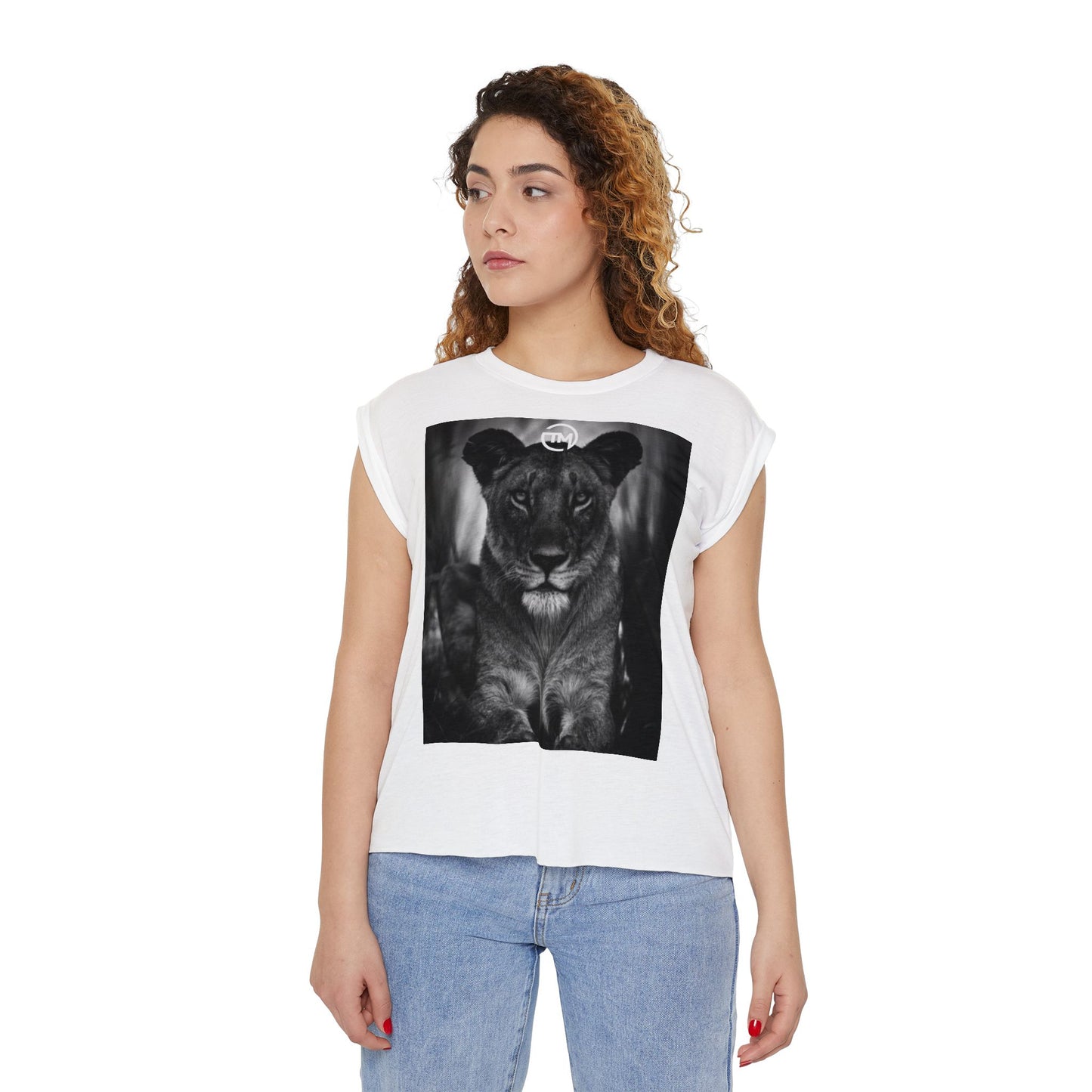 TM 'Queen of the Wild' Women’s Flowy Rolled Cuffs Muscle Tee