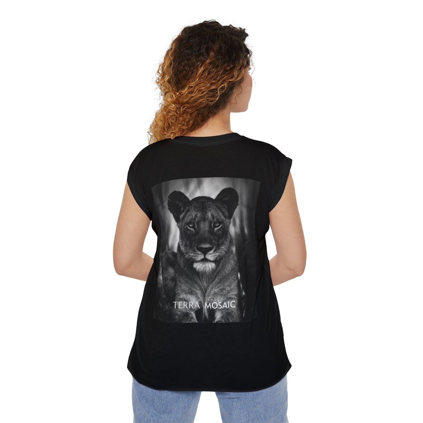 TM 'Queen of the Wild' Women’s Flowy Rolled Cuffs Muscle Tee